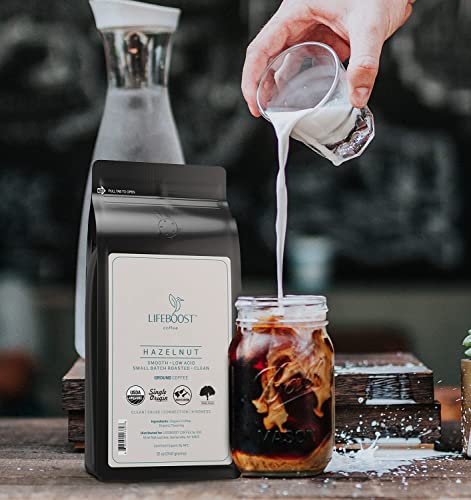 Lifeboost Coffee Hazelnut Ground Coffee - Low Acid Single Origin USDA Organic Coffee - Non-GMO Ground Coffee Beans Third Party Tested For Mycotoxins & Pesticides - 12 Ounces