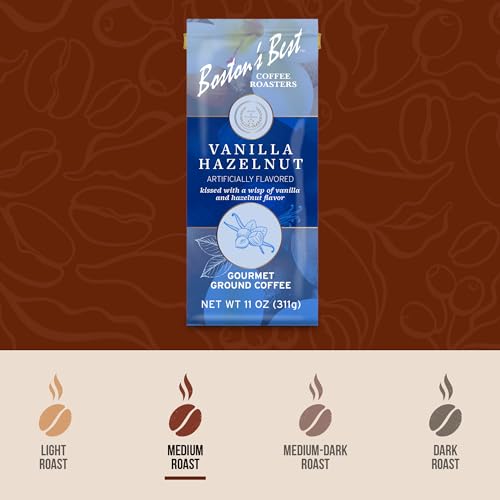 Boston’s Best Gourmet Ground Coffee – Vanilla Hazelnut Flavored Coffee – Medium Roast – 11 oz