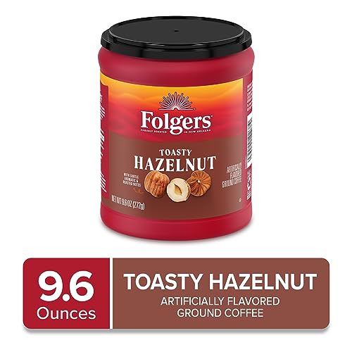 Folgers Toasty Hazelnut Flavored Ground Coffee, 9.6 Ounce