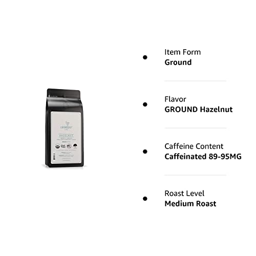 Lifeboost Coffee Hazelnut Ground Coffee - Low Acid Single Origin USDA Organic Coffee - Non-GMO Ground Coffee Beans Third Party Tested For Mycotoxins & Pesticides - 12 Ounces