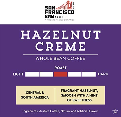San Francisco Bay Whole Bean Coffee - Hazelnut Crème (2lb Bag), Flavored, Medium Roast