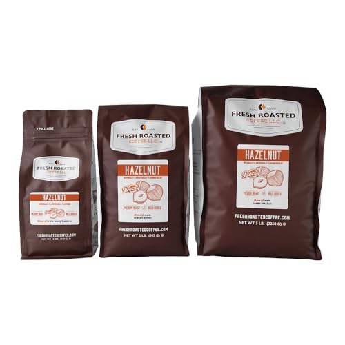 Fresh Roasted Coffee, Decaf Hazelnut Flavored Coffee, 2 lb (32 oz), Medium Roast, Kosher, Ground