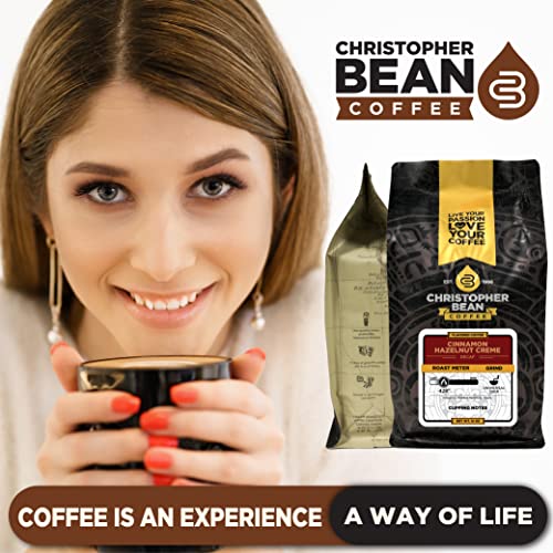Christopher Bean Coffee - Cinnamon Hazelnut Crème Flavored Coffee, (Decaf Ground) 100% Arabica, No Sugar, No Fats, Made with Non-GMO Flavorings, 12-Ounce Bag of Decaf Ground coffee