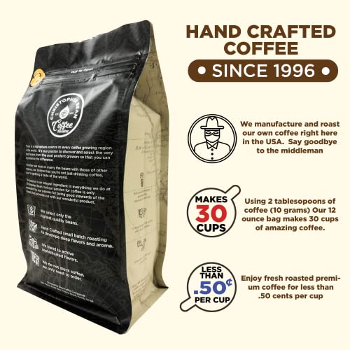 Christopher Bean Coffee - Cinnamon Hazelnut Crème Flavored Coffee, (Decaf Ground) 100% Arabica, No Sugar, No Fats, Made with Non-GMO Flavorings, 12-Ounce Bag of Decaf Ground coffee