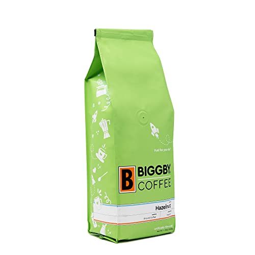 BIGGBY Hazelnut Flavored Ground Coffee, 12 oz Vacuum Sealed Bag, Medium Roasted