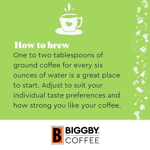 BIGGBY Hazelnut Flavored Ground Coffee, 12 oz Vacuum Sealed Bag, Medium Roasted