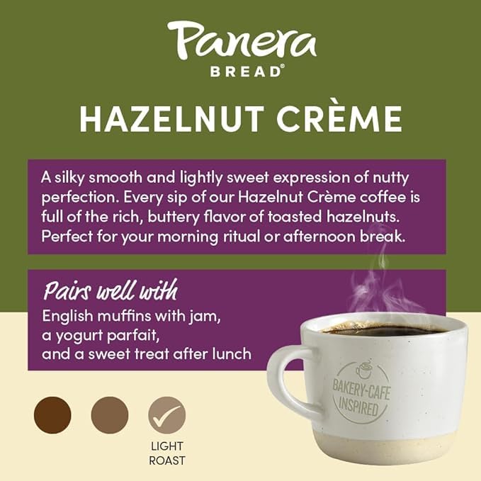 Panera Hazelnut Crème, Ground Coffee, Flavored Coffee, Bagged 12oz
