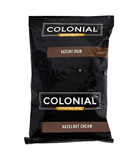 Colonial Coffee Packets, Pre Ground Coffee Packs, Hazelnut Cream Flavored Coffee, Medium Roast, Bulk Single Pot Bags for Drip Coffee Makers, (2.5 oz Bags, Pack of 100)