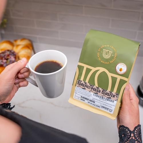 Caramel Pecan Flavored Ground Coffee, 1 LB (16 oz) bag, Medium Roast, 100% Arabica Premium Quality Flavor