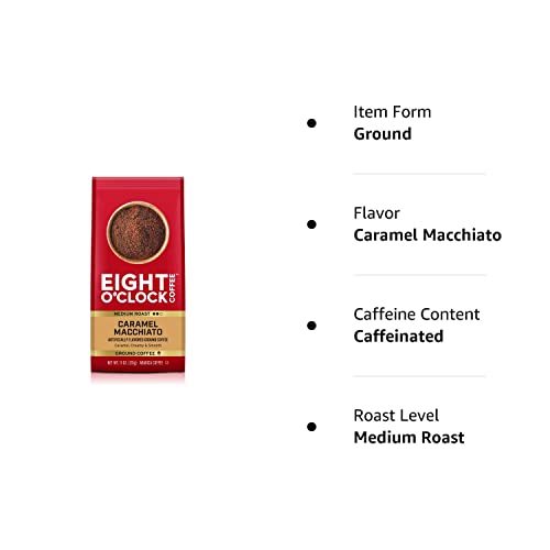 Eight O'Clock Coffee Caramel Macchiato, 11 Ounce (Pack of 1) Medium Roast 100% Arabica Ground Coffee, Caramel, Creamy, Smooth