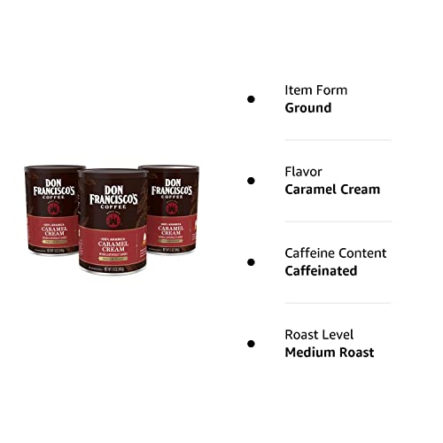 Don Francisco's Caramel Cream Flavored Ground Coffee (3 x 12 oz Cans)