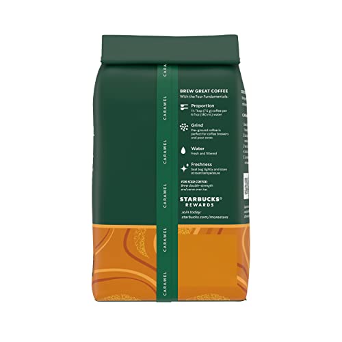 Starbucks Ground Coffee—Caramel Flavored Coffee—No Artificial Flavors—100% Arabica—6 bags (11 oz each)