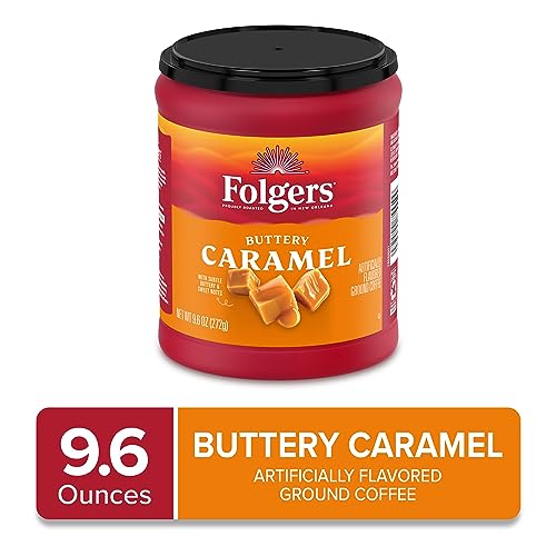 Folgers Buttery Caramel Flavored Ground Coffee, 9.6 Ounce