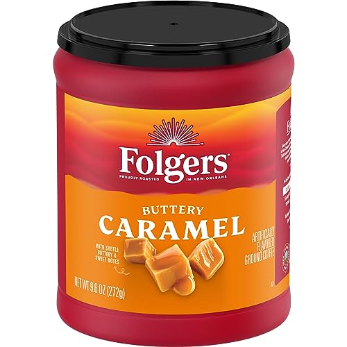 Folgers Buttery Caramel Flavored Ground Coffee, 9.6 Ounce