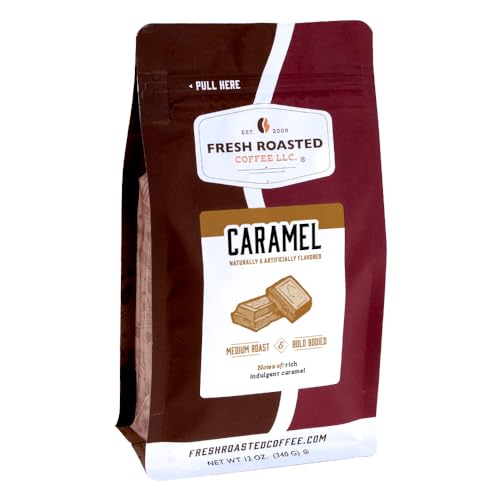 Fresh Roasted Coffee, Caramel Flavored Coffee, 12 oz, Medium Roast, Kosher, Ground