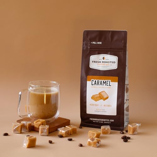 Fresh Roasted Coffee, Caramel Flavored Coffee, 12 oz, Medium Roast, Kosher, Ground