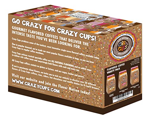 Crazy Cups Flavored Ground Coffee Variety Pack, Includes Cinnamon French Toast, Caramel Vanilla, Pumpkin Caramel Spice, in 10 oz Bags, For Brewing Flavored Hot or Iced Coffee, Variety 3 Pack