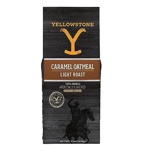 Yellowstone Caramel Oatmeal Flavored Ground Coffee, 100% Light Roast Arabica Beans - Rich, Velvety Taste - 12oz Bag, More Pack Size Options