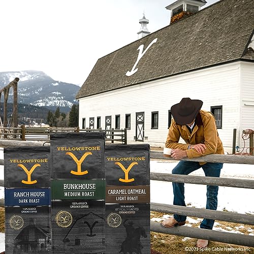 Yellowstone Caramel Oatmeal Flavored Ground Coffee, 100% Light Roast Arabica Beans - Rich, Velvety Taste - 12oz Bag, More Pack Size Options