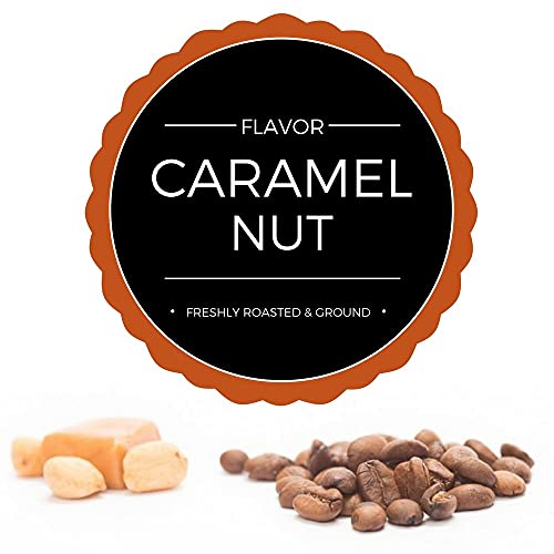 Stone Street Flavored Ground Coffee, Caramel Nut, Freshly Roasted, 100% Colombian Arabica, Gourmet Coffee, Medium Roast, Sweet Nutty Dessert Flavor, 1 LB