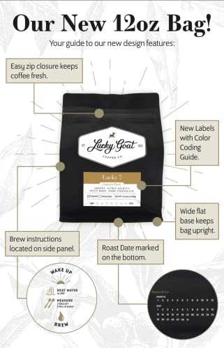 Lucky Goat Flavored Ground Coffee – Goat Tracks – Chocolatey, Caramel, Smooth, Sweet, Light Body, Low Acidity - Medium Roast, 12 Ounce Bag, 100% Arabica