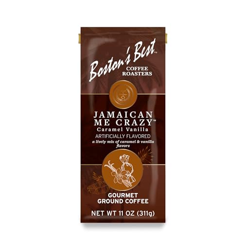 Boston’s Best Gourmet Ground Coffee – Jamaican Me Crazy Caramel Vanilla Flavored Coffee – Medium Roast – 11 oz
