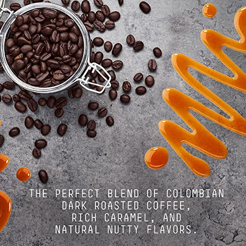 Stone Street Cold Brew Flavored Coffee, Natural Caramel Nut Flavor, Low Acid, 100% Colombian, Gourmet Coffee, Coarse Ground, Dark Roast, 1 LB