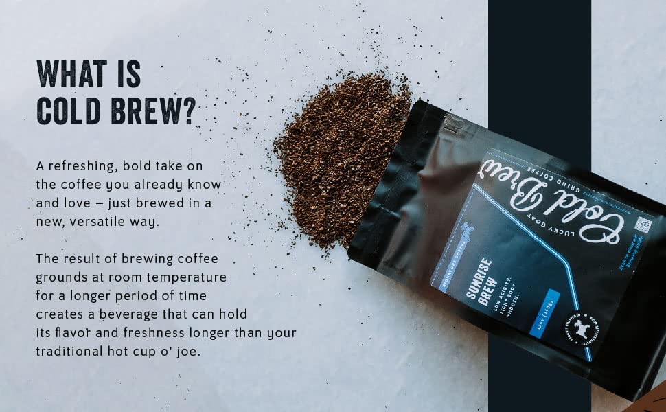 Lucky Goat Cold Brew Coffee | Goat Tracks | Chocolate & Caramel Flavored | Medium Body Roast | Sweet | Specialty Grade 100% Arabica | Course Ground Coffee Grinds | Sugar Free, Gluten Free, Keto 12oz