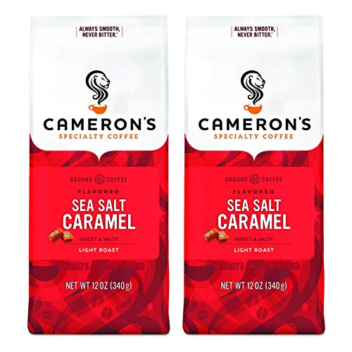 Camerons Coffee Roasted Ground Coffee Bag, Flavored, Sea Salt Caramel, 12 Ounce - 2 Pack