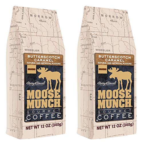 Moose Munch Gourmet Ground Coffee by Harry & David, 2/12 oz bags (Butterscotch Caramel)