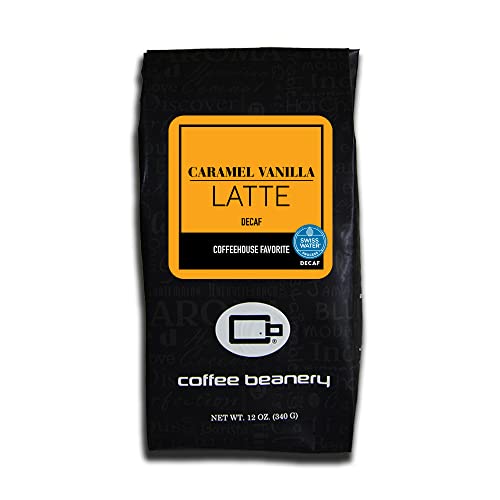 Caramel Vanilla Latte Decaf Coffee by Coffee Beanery | 12oz Flavored Decaf Coffee Ground Medium Roast Coffee | 100% Specialty Arabica Coffee Ground | Gourmet Coffee | Flavored Ground Coffee Medium Roast