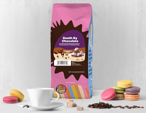 Crazy Cups Flavored Ground Chocolate Coffee, Death By Chocolate Coffee in 10 oz Bag, For Brewing Flavored Hot or Iced Coffee