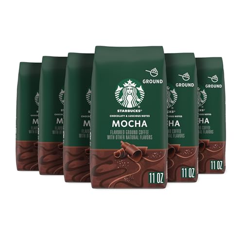 Starbucks Ground Coffee—Mocha Flavored Coffee—No Artificial Flavors—100% Arabica—6 bags (11 oz each)