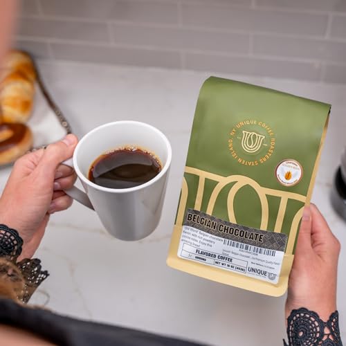 Smooth 'Belgian Chocolate' Flavored Ground Coffee, 1 LB (16 oz) bag, Medium Roast, 100% Arabica Premium Quality Flavor