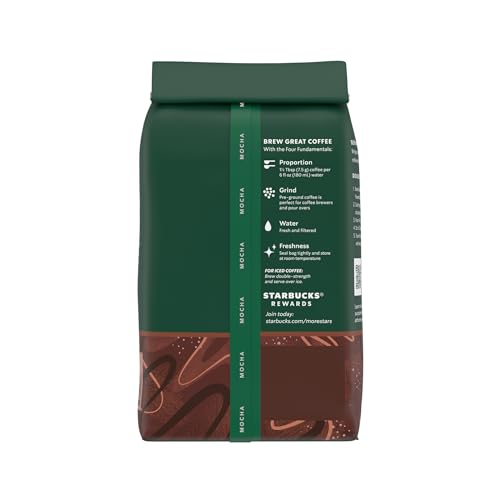 Starbucks Ground Coffee—Mocha Flavored Coffee—No Artificial Flavors—100% Arabica—6 bags (11 oz each)