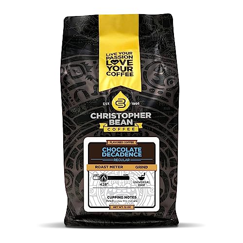 Christopher Bean Coffee - Chocolate Decadence Flavored Coffee, (Regular Ground) 100% Arabica, No Sugar, No Fats, Made with Non-GMO Flavorings, 12-Ounce Bag of Regular Ground coffee