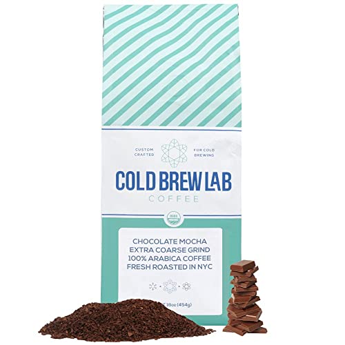 Cold Brew Organic Coarse Ground Flavored Coffee, Chocolate Mocha Flavor, Dark Roast, Colombian Supremo, Coarse Grind for Cold Brew Coffee & French Press, 1 LB