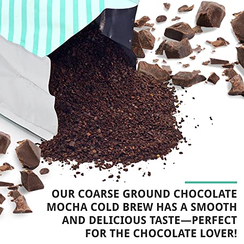 Cold Brew Organic Coarse Ground Flavored Coffee, Chocolate Mocha Flavor, Dark Roast, Colombian Supremo, Coarse Grind for Cold Brew Coffee & French Press, 1 LB