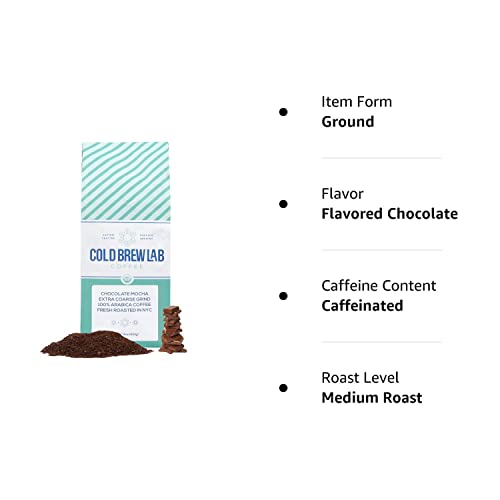 Cold Brew Organic Coarse Ground Flavored Coffee, Chocolate Mocha Flavor, Dark Roast, Colombian Supremo, Coarse Grind for Cold Brew Coffee & French Press, 1 LB