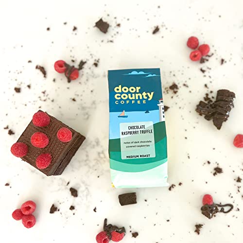 Door County Coffee - Chocolate Raspberry Truffle, Chocolate Raspberry Truffle Flavored Whole Bean Coffee - Medium Roast, 10 oz Bag
