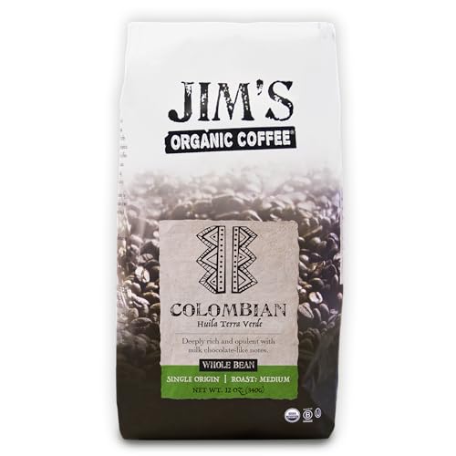 Jim's Organic Colombian Medium Roast Whole Bean 12oz