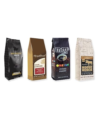 Chocolate Lovers Coffee Bundle Flavored Ground Coffee, 4 bags Medium Roast