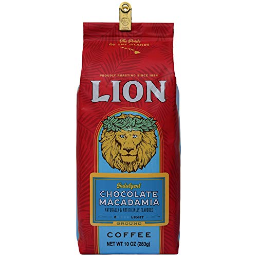 Lion Coffee, Chocolate Macadamia Flavor, Light Roast - Ground, 10 Ounce Bag