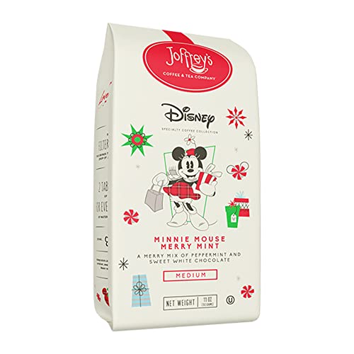 Joffrey's Coffee - Disney Minnie Mouse Merry Mint, Disney Specialty Coffee Collection, Artisan Medium Roast Coffee, Sweet White Chocolate & Peppermint Flavored Coffee,(Ground, 11 oz)