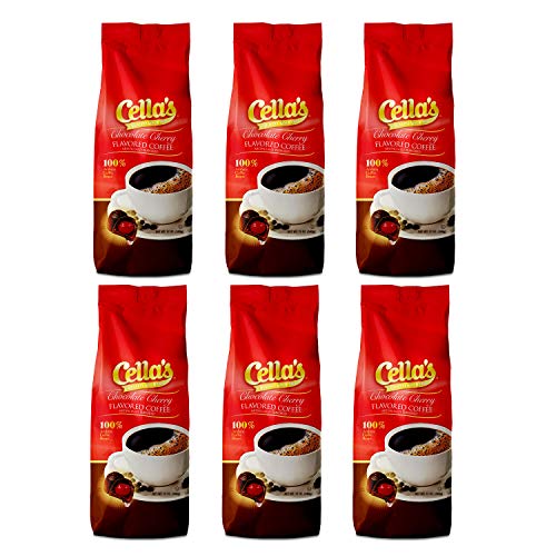Cella's Coffee Flavored Ground Oz Bag Pack of 6 Premium Arabica, Chocolate Cherry, 12 Ounce