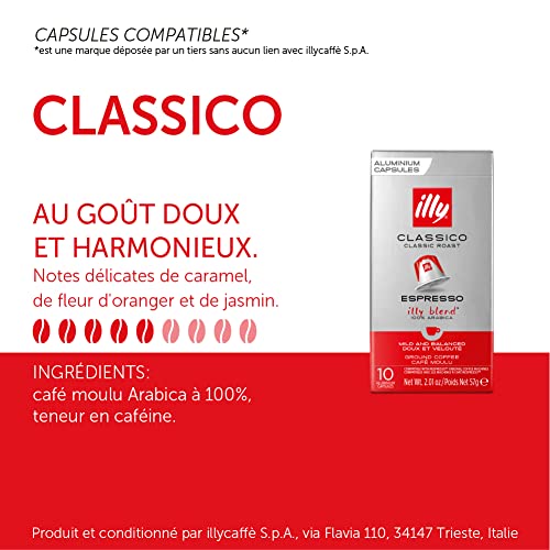 illy Nespresso Capsules 100 Count Espresso Pods, Classico Medium Roast Coffee, Compatible with OriginalLine Nespresso Espresso Machines