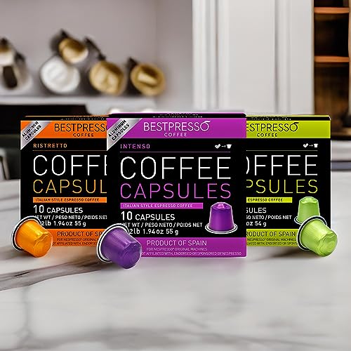 Bestpresso Coffee for Nespresso OriginalLine Machine 120 pods Certified Genuine Espresso Variety Pack, Pods Compatible with Nespresso OriginalLine