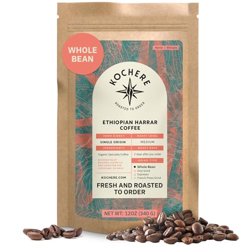 Organic Ethiopian Medium Roast Whole Bean Coffee, 12oz
