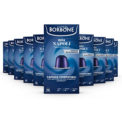 Caffè Borbone Aluminum Coffee Pods for Nespresso Coffee Machines, Rich and Refined Italian Coffee, Mia Napoli - 100 Count (10 packs of 10) - NOT compatible with Vertuo machines
