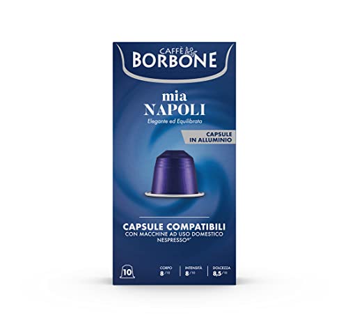 Caffè Borbone Aluminum Coffee Pods for Nespresso Coffee Machines, Rich and Refined Italian Coffee, Mia Napoli - 100 Count (10 packs of 10) - NOT compatible with Vertuo machines